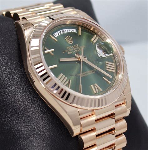 rose gold presidential rolex green face|rolex day date 228235.